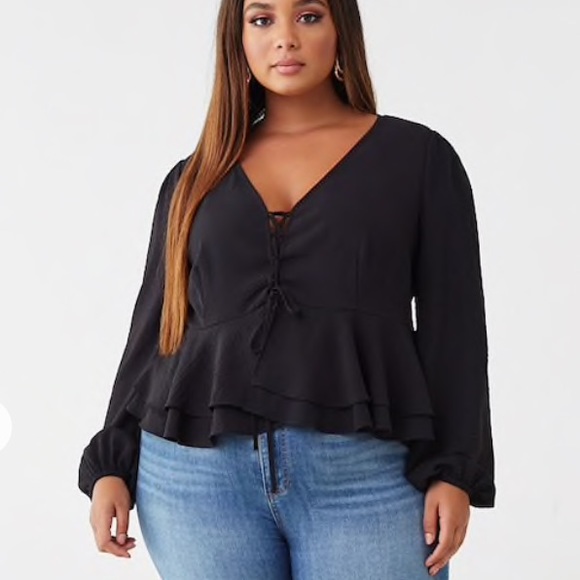 Forever 21 Tops - Plus Size Lace up Peplum Top